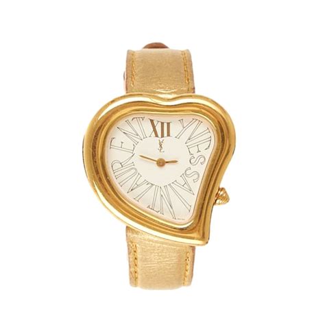 ysl gold heart watch